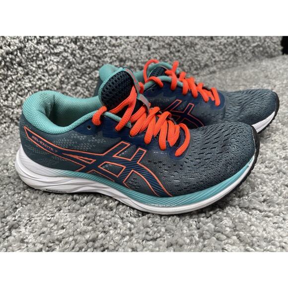 ASICS Gel Excite 7 Women’s Size 7 Running Sneaker Shoe Grey Teal Orange - Picture 7 of 10